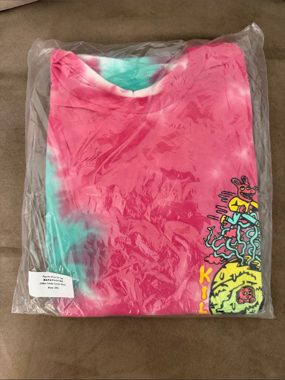 Tie-Dye Short Sleeve Tee - Pink & Teal Graphic